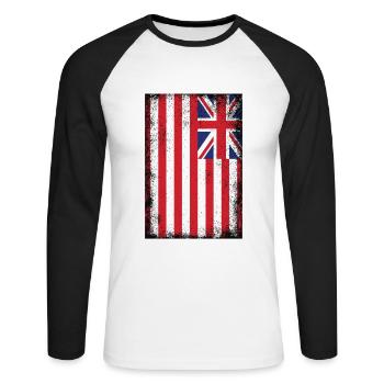 Drapeau de la Compagnie britannique des Indes orientales - Vintage - T-shirt baseball manches longues Homme - blanc/noir - Devant - Nik (191cm)