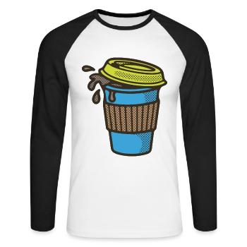 Coffee to go Becher - T-shirt baseball manches longues Homme - blanc/noir - Devant - Nik (191cm)