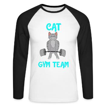 cats fitness gym gift tshirt - Unisex Long Sleeve Baseball T-Shirt - white/black - Front - Nik (191cm)