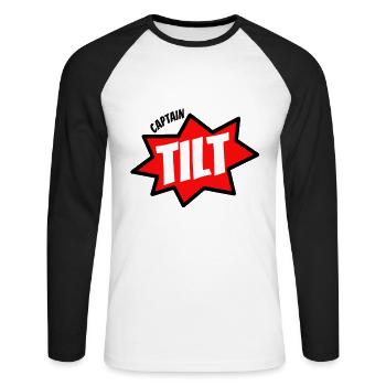 Captain Tilt - Pinball and Flipper - Unisex Long Sleeve Baseball T-Shirt - white/black - Front - Nik (191cm)