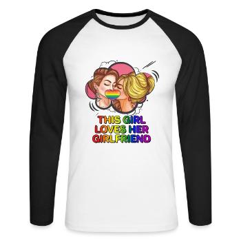 Gay Pride Rainbow Flag Lesbian LGBT Queer Lesbians - Unisex Long Sleeve Baseball T-Shirt - white/black - Front - Nik (191cm)