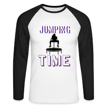 Jumping Trampoline Jump jumpstyle Jump Fitness - Unisex Long Sleeve Baseball T-Shirt - white/black - Front - Nik (191cm)