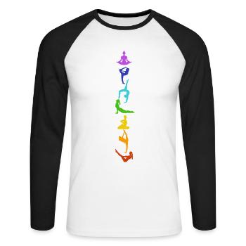 7 Chakra Yoga Kundalini Hatha Meditation Gift - Unisex Long Sleeve Baseball T-Shirt - white/black - Front - Nik (191cm)
