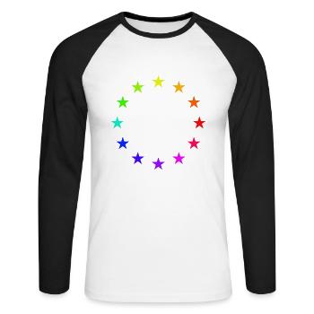 Europa EU Flage arc-en-ciel - T-shirt baseball manches longues Homme - blanc/noir - Devant - Nik (191cm)