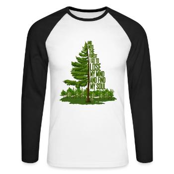 Et dans la forêt je vais perdre mon esprit et trouver - T-shirt baseball manches longues Homme - blanc/noir - Devant - Nik (191cm)