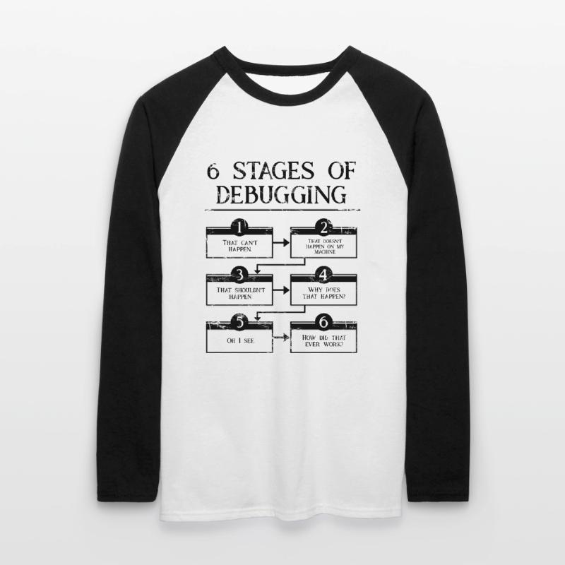 6 Schritte zum Debuggen der Computerprogrammiercodierung Unisex Baseballshirt langarm
