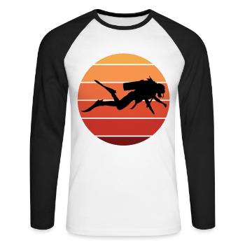 Plongée Sous-marine Coraux - T-shirt baseball manches longues Homme - blanc/noir - Devant - Nik (191cm)
