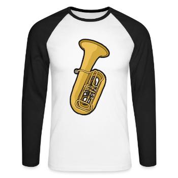TUBA Tubist Tubistin Horn Waldhorn Cuivres - T-shirt baseball manches longues Homme - blanc/noir - Devant - Nik (191cm)