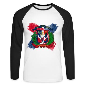Dominikanische Republik Regenwald Dominikaner Flag - Unisex Baseballshirt langarm - Weiß/Schwarz - Vorne - Nik (191cm)