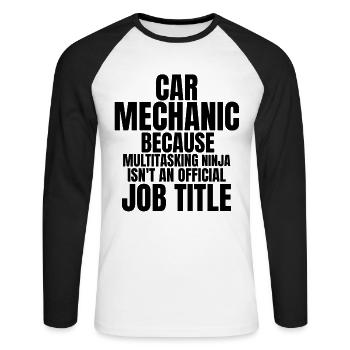 Mécanicien - T-shirt baseball manches longues Homme - blanc/noir - Devant - Nik (191cm)