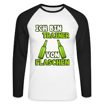 Trainer - Unisex Baseballshirt langarm - Weiß/Schwarz - Vorne - Nik (191cm)