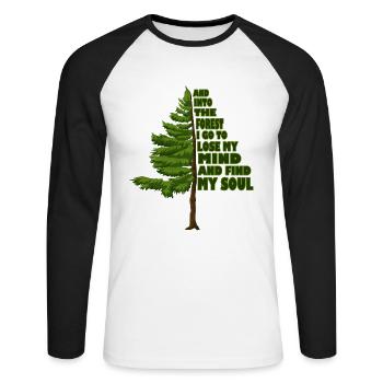Alpinistes Randonneurs Amoureux de la forêt - T-shirt baseball manches longues Homme - blanc/noir - Devant - Nik (191cm)