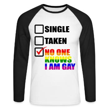 Unique et récompensé cadeau de fierté LGBT Rainbow - T-shirt baseball manches longues Homme - blanc/noir - Devant - Nik (191cm)