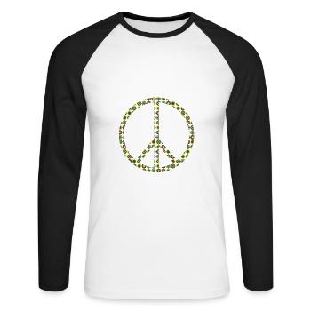 Peace Peace Sign La puissance des fleurs des années 70 - T-shirt baseball manches longues Homme - blanc/noir - Devant - Nik (191cm)