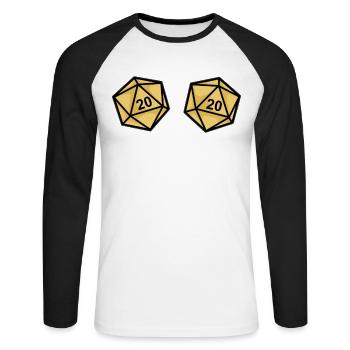 YES THEY’RE NATURAL Fantasy RPG dés seins - T-shirt baseball manches longues Homme - blanc/noir - Devant - Nik (191cm)