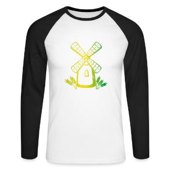 Moulin à vent - T-shirt baseball manches longues Homme - blanc/noir - Devant - Nik (191cm)