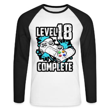 Niveau 18 Complete Dix-huit ans 18 ans - T-shirt baseball manches longues Homme - blanc/noir - Devant - Nik (191cm)