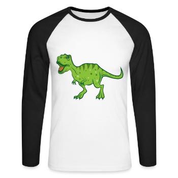 Dinosaurier Party Tyrannosaurus Rex Dino Geschenk - Unisex Baseballshirt langarm - Weiß/Schwarz - Vorne - Nik (191cm)