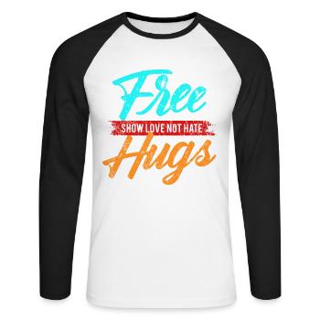 Umarmung Liebe - Unisex Baseballshirt langarm - Weiß/Schwarz - Vorne - Nik (191cm)
