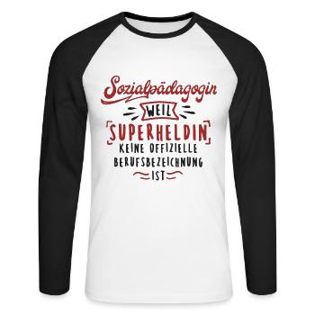 Sozialpädagogin Soziale Arbeit Sozialpädagogik - Unisex Baseballshirt langarm - Weiß/Schwarz - Vorne - Nik (191cm)