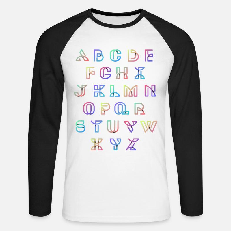 Bunte ABCLimitierte Edition - Unisex Baseballshirt langarm - Weiß/Schwarz