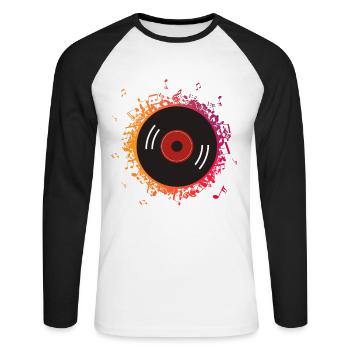 Musik DJ - Unisex Baseballshirt langarm - Weiß/Schwarz - Vorne - Nik (191cm)