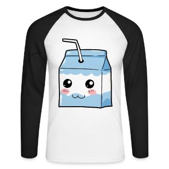 lait rafraîchissement boisson boisson cadeau - T-shirt baseball manches longues Homme - blanc/noir - Devant - Nik (191cm)