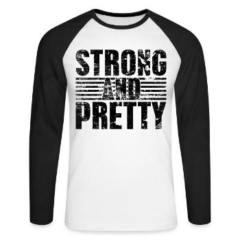 Strongman fort et joli bodybuilding - T-shirt baseball manches longues Homme - blanc/noir - Devant - Nik (191cm)