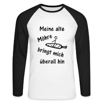 Alte Möhre | Lustige Auto Autofahrer Sprüche - Unisex Baseballshirt langarm - Weiß/Schwarz - Vorne - Nik (191cm)