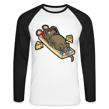 lustige starke Maus Mausefalle Sohn Tochter Sport - Unisex Baseballshirt langarm - Weiß/Schwarz - Vorne - Nik (191cm)