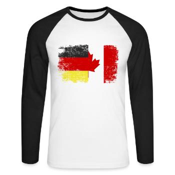 Canada Canada Drapeau Allemagne Cadeau Cool - T-shirt baseball manches longues Homme - blanc/noir - Devant - Nik (191cm)