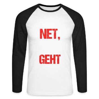 Hessen Hessisch Frankfurt am Main Dialekt Geschenk - Unisex Baseballshirt langarm - Weiß/Schwarz - Vorne - Nik (191cm)