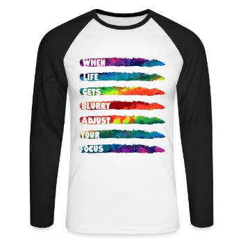 PHOTOGRAPHY | LIFE - Unisex Long Sleeve Baseball T-Shirt - white/black - Front - Nik (191cm)