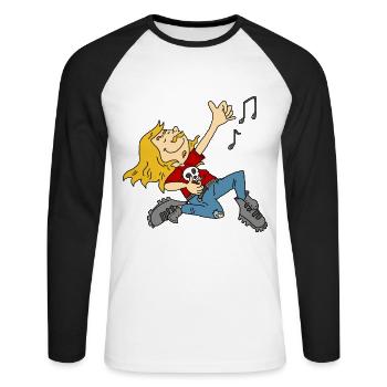 Luftgitarre Rock'n' Roll Heavey Metal Geschenk - Unisex Baseballshirt langarm - Weiß/Schwarz - Vorne - Nik (191cm)