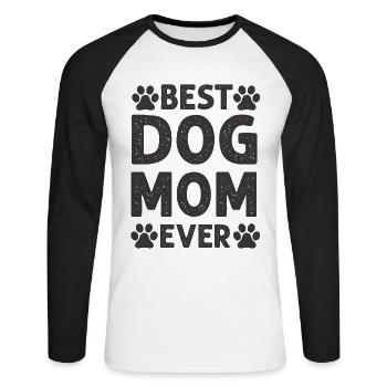 Meilleur chien maman jamais | Cadeau de maman chien fête des mères - T-shirt baseball manches longues Homme - blanc/noir - Devant - Nik (191cm)