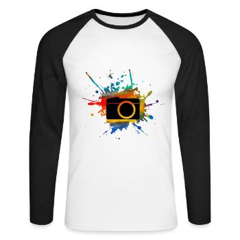 La photographie | Photographes | photographe - T-shirt baseball manches longues Homme - blanc/noir - Devant - Nik (191cm)