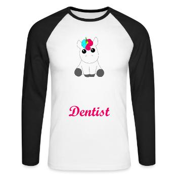 magical dentist tooth fairy, dental floss, cave, toothbrush - Unisex Long Sleeve Baseball T-Shirt - white/black - Front - Nik (191cm)