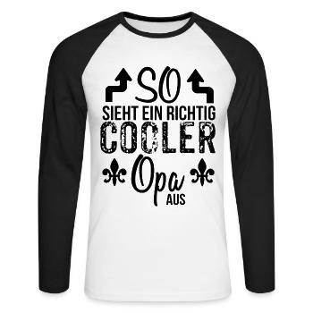 Opa - Unisex Baseballshirt langarm - Weiß/Schwarz - Vorne - Nik (191cm)