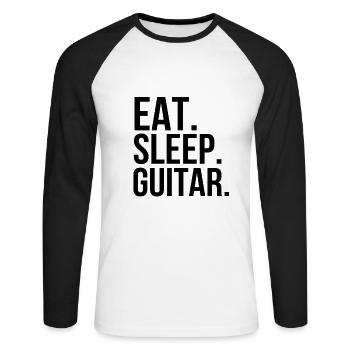 Gitarre - Unisex Baseballshirt langarm - Weiß/Schwarz - Vorne - Nik (191cm)