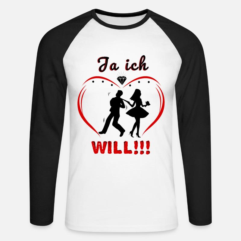 Ja Ich Will - Unisex Baseballshirt langarm - Weiß/Schwarz