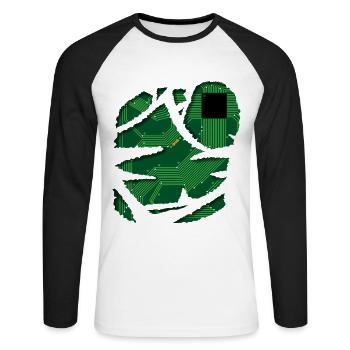 Circuit / alimentation / schéma de câblage / chemise technique - T-shirt baseball manches longues Homme - blanc/noir - Devant - Nik (191cm)