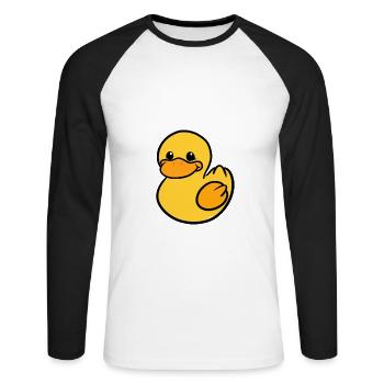 Enten Ich mag halt Enten Lustig - Unisex Baseballshirt langarm - Weiß/Schwarz - Vorne - Nik (191cm)
