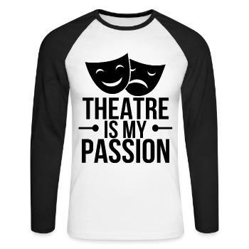 Theater - Unisex Baseballshirt langarm - Weiß/Schwarz - Vorne - Nik (191cm)
