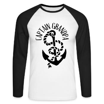 Kapitän Opa Großvater - Unisex Baseballshirt langarm - Weiß/Schwarz - Vorne - Nik (191cm)