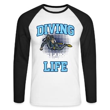 DIVING LIFE - T-shirt baseball manches longues Homme - blanc/noir - Devant - Nik (191cm)