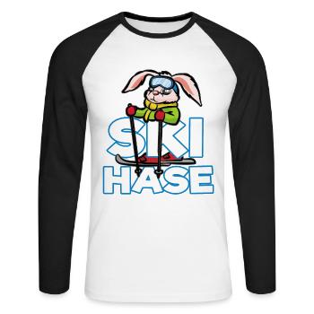 SKI HASE Lapin de neige lapin de neige - T-shirt baseball manches longues Homme - blanc/noir - Devant - Nik (191cm)