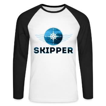 Skipper voilier voilier voilier - T-shirt baseball manches longues Homme - blanc/noir - Devant - Nik (191cm)