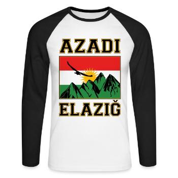 Kurdistan Azadi Elazig. free Kurdistan - Unisex Baseballshirt langarm - Weiß/Schwarz - Vorne - Nik (191cm)