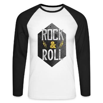 Rock and roll - T-shirt baseball manches longues Homme - blanc/noir - Devant - Nik (191cm)