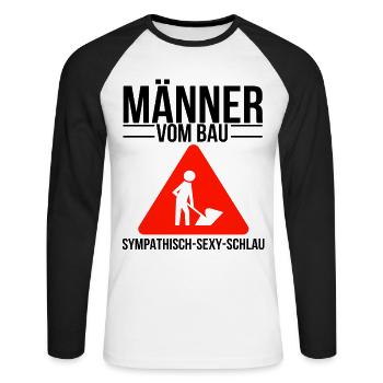 Bauarbeiter - Unisex Baseballshirt langarm - Weiß/Schwarz - Vorne - Nik (191cm)